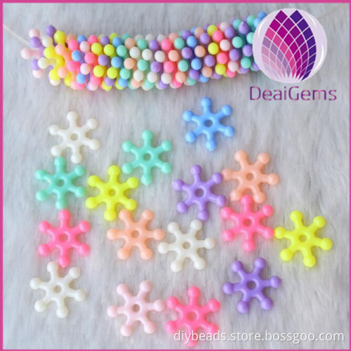 acrylic beads, DIY snow spacer beads acrylic beads plasti beads for children mixed colors